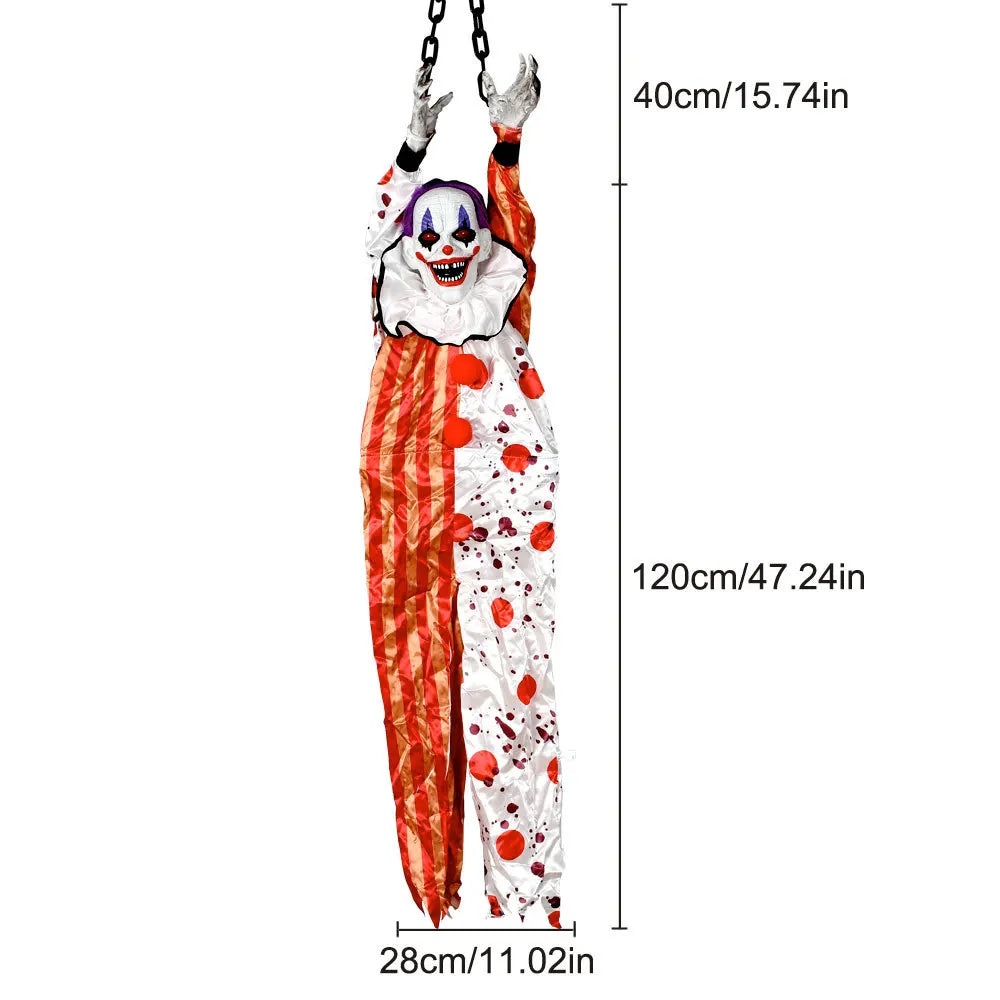 Halloween New Arrival Sound Activated Glowing Talking Hanging Ghost Scary Decor with Clown for Haunted House Party Prop Decor Lootquake LLC