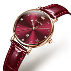 Women's Green Dial Slim Leather Strap Watch Gift