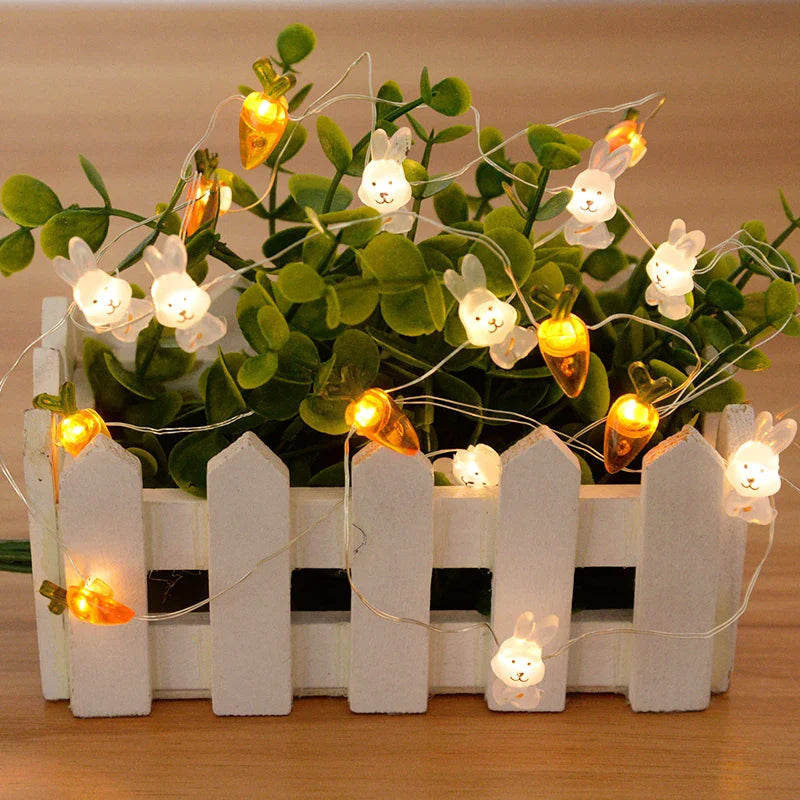 2M 20LED Easter Rabbit String Light Carrot Chick Eggs Fairy Light Garland Happy Easter Party Decoration For Home Kids Gift 2025 Lootquake LLC