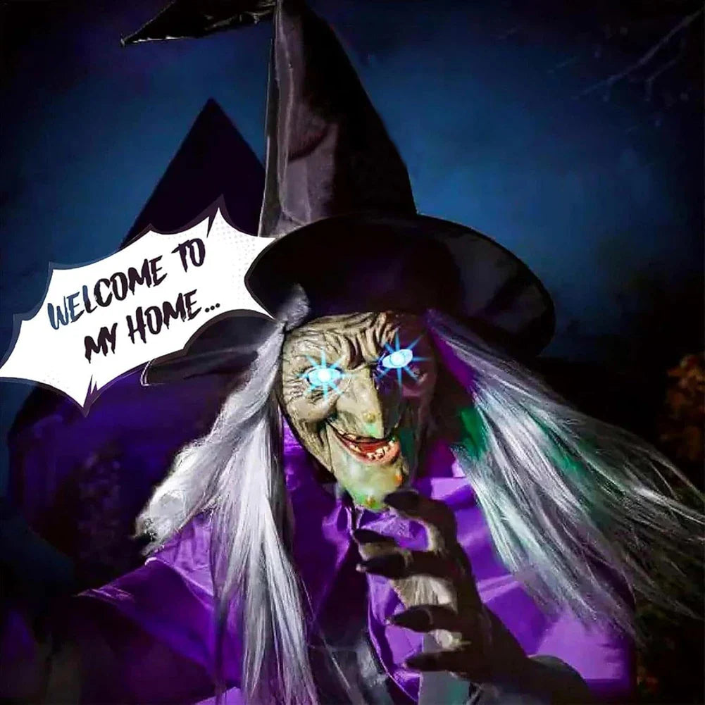 Halloween Props with Terrifying Sounds and Lights Fun Costumes Flying Scary Witch Broom Wizard Decor for Garden Yard Lawn Indoor Lootquake LLC