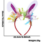 Easter Rabbit Headband with Colorful Egg Strip And Button Holiday Party Accessory Egg Chick Headdress for Easter Celebrations Lootquake LLC