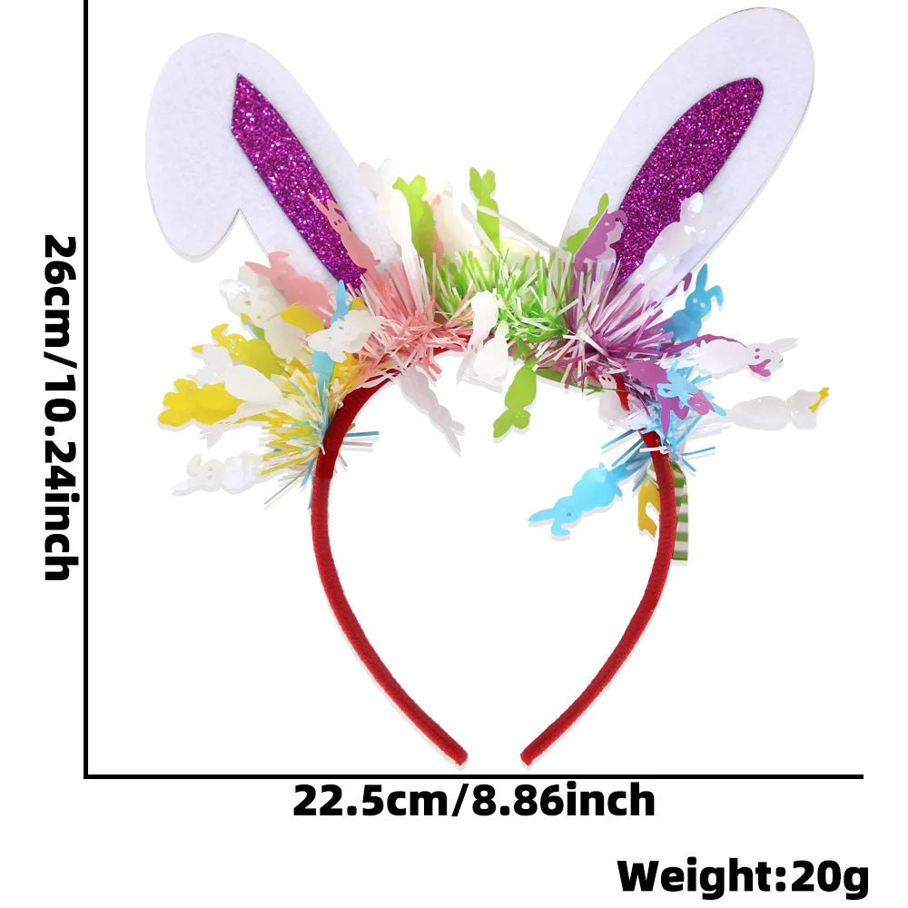 Easter Rabbit Headband with Colorful Egg Strip And Button Holiday Party Accessory Egg Chick Headdress for Easter Celebrations Lootquake LLC