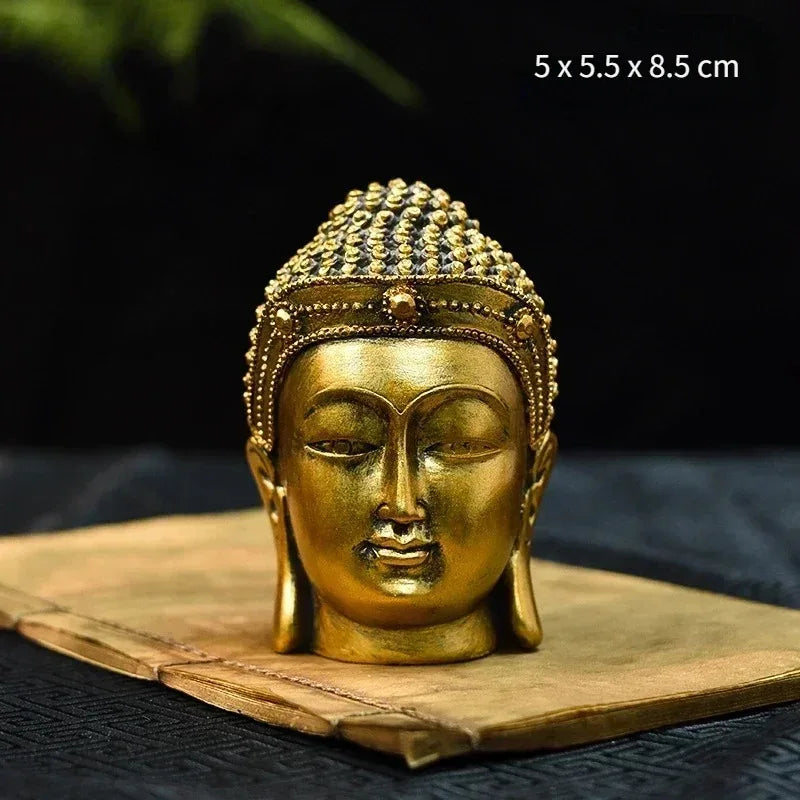 Retro Zen Buddha Statue Meditation Tathagata Monks Tibetan Buddhism Head Sculpture Home Living Room Resin Crafts Ornament