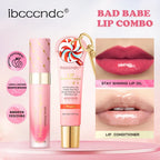Lip Oil Lipstick Set Lightweight Peach Flavor Lipgloss Lip Deeply Moisturizing Long Lasting Hydration Lip Makeup Cosmetics