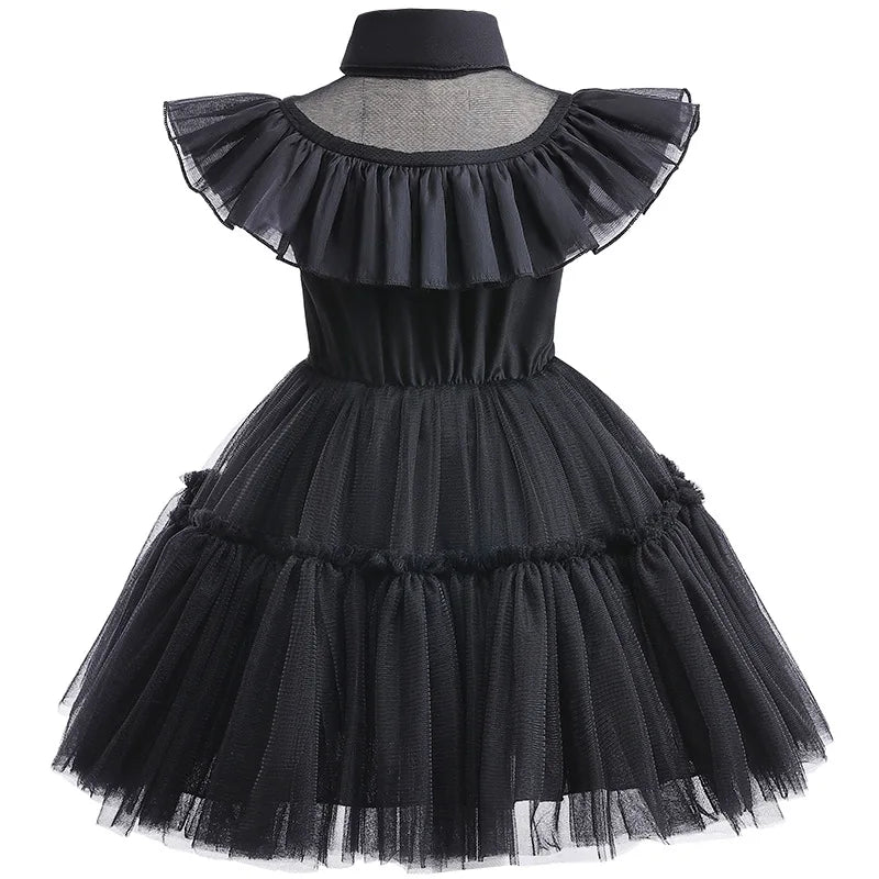 Halloween Wednesday Cosplay Costume 0-6-year-old Baby Fashion Hollow lace princess dress carnival girls black evening dress Lootquake LLC
