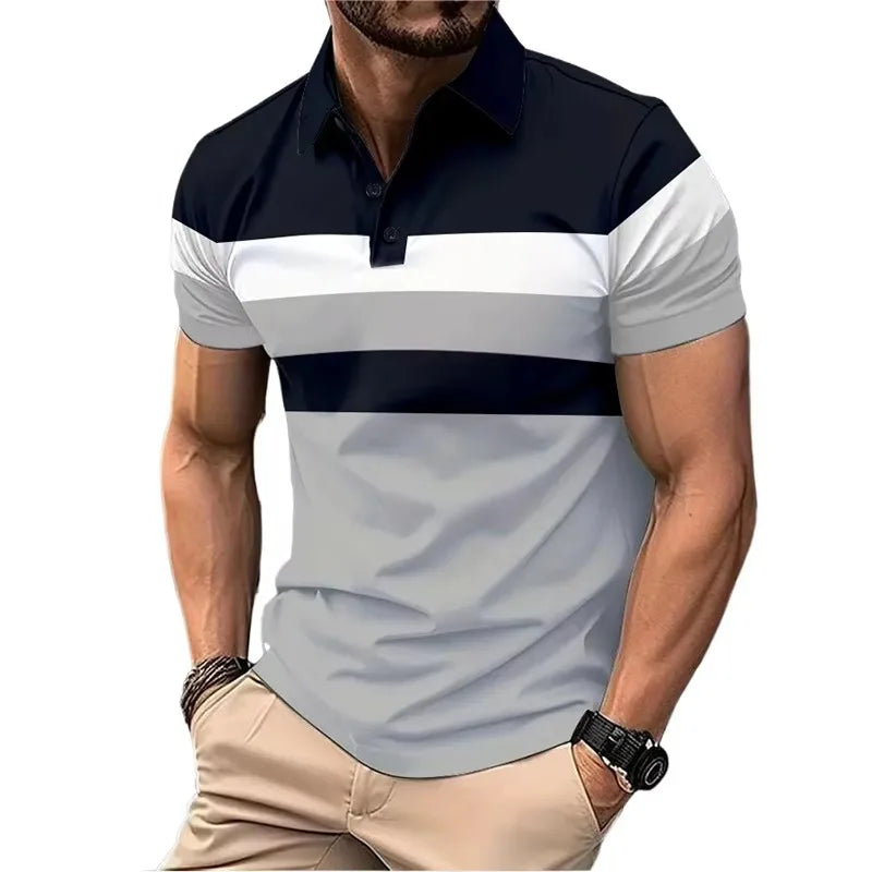 Summer Men's Short Sleeve Polo Shirts Splice Breathable Lightweight T Shirts Mens Outdoor Sweatwear Turn Down Mens Shirts Lootquake LLC