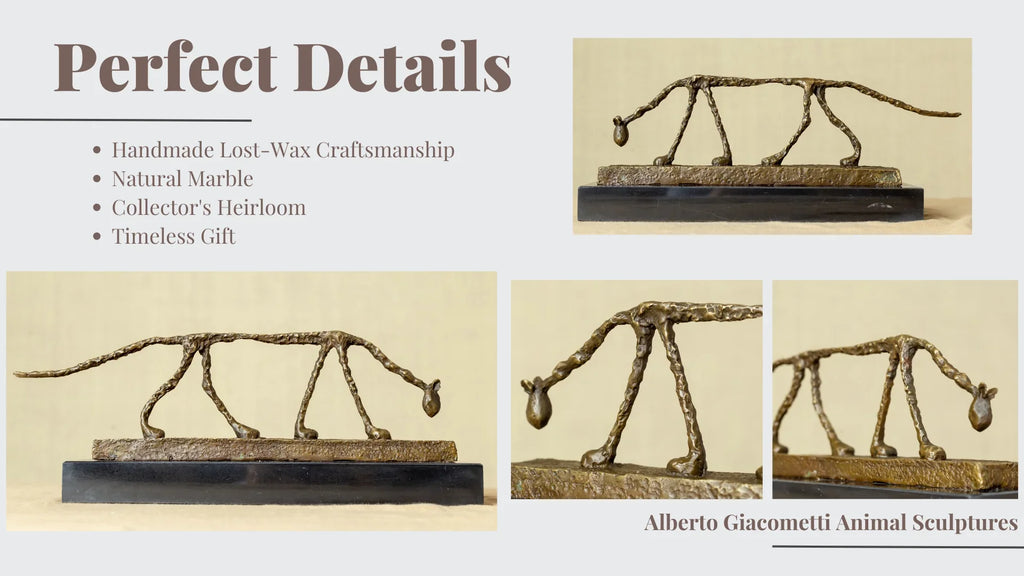 Bronze Cat Statue Abstract Cat Sculpture Classical Giacometti Art Reproduction Skeleton Animal Statue For Home Decor Collection Lootquake LLC