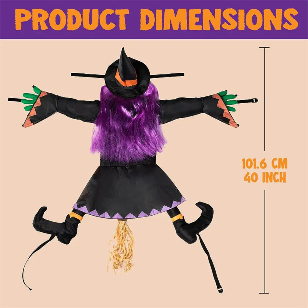 Halloween Crashing Witch Into Tree Outdoor Decoration Classic Flying Witch Pendant Decor for Yard Lawn Patio Porch Decorations Lootquake LLC