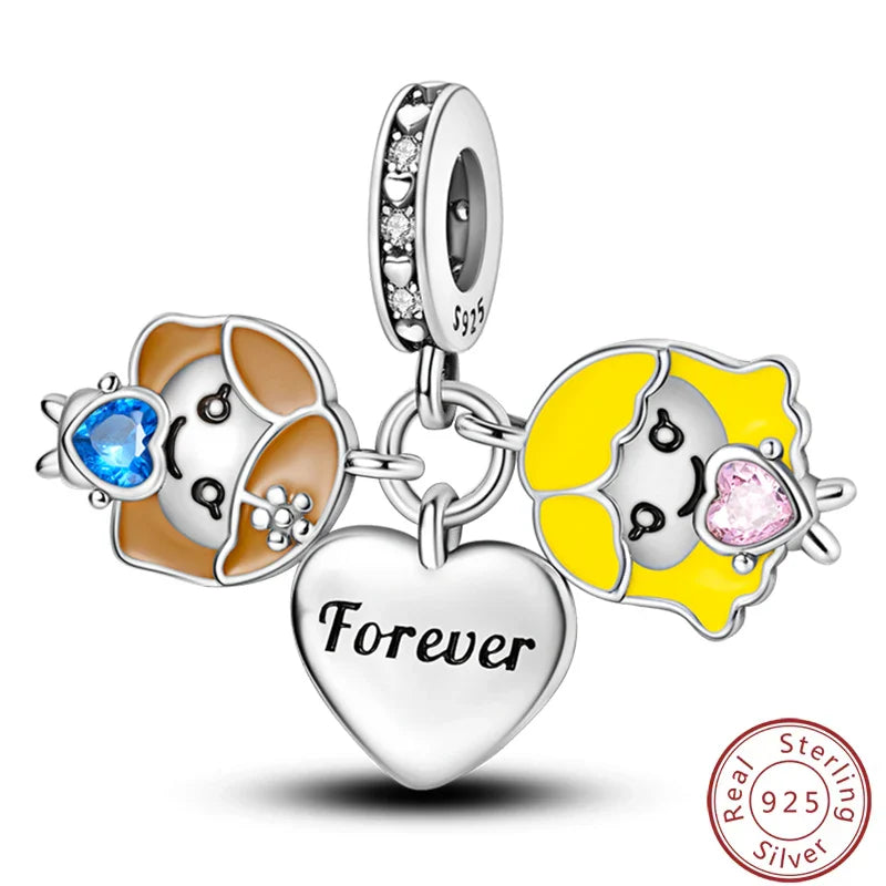 S925 Sterling Silver Princess Golf Hamster Camera Travel Three Piece Set Charms Beads 3mm DIY Fine Jewelry Making Lootquake LLC