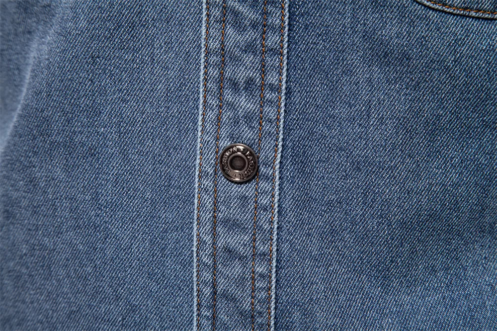 AIOPESON Brand New Mens 100% Cotton Denim Shirts Double Pocket Casual Cowboy Mens Shirts Long Sleeve Autumn Jeans Shirts for Men Lootquake LLC