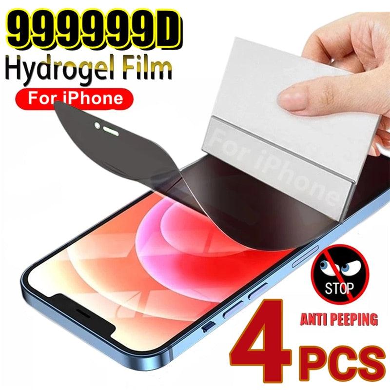4pcs Anti Spy Privacy Soft Hydrogel Film For iPhone 13 12 11 14 Pro Max Mini X XR XS Max 6 14 7 8 Plus 12pro 13 Screen Protector Tempered Glass Screen Protector Guard for iPhone  HD Clear Scratch Resistant Anti-Fingerprint Tempered Glass Film Stevvex