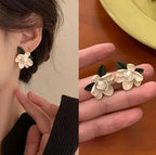 Kiss Jewelry Cute Sweet Flower Round Shape Pearl Rhinestone Stud Earrings for Women Tulip Floral Korean Fashion Earring Gift Lootquake LLC