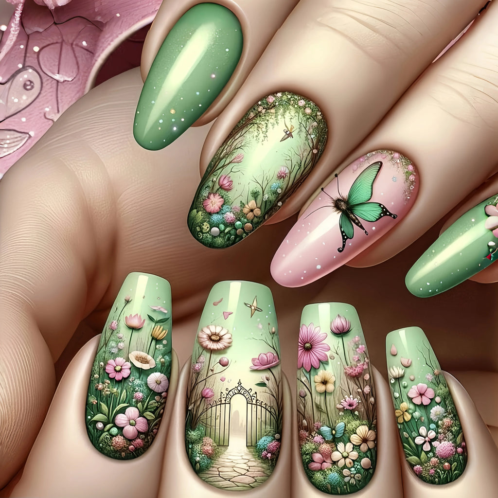 Long nail art patches with purple polka dots and a shiny, fashionable, individual and high-end feel. Detachable 24-piece nail ar Lootquake LLC