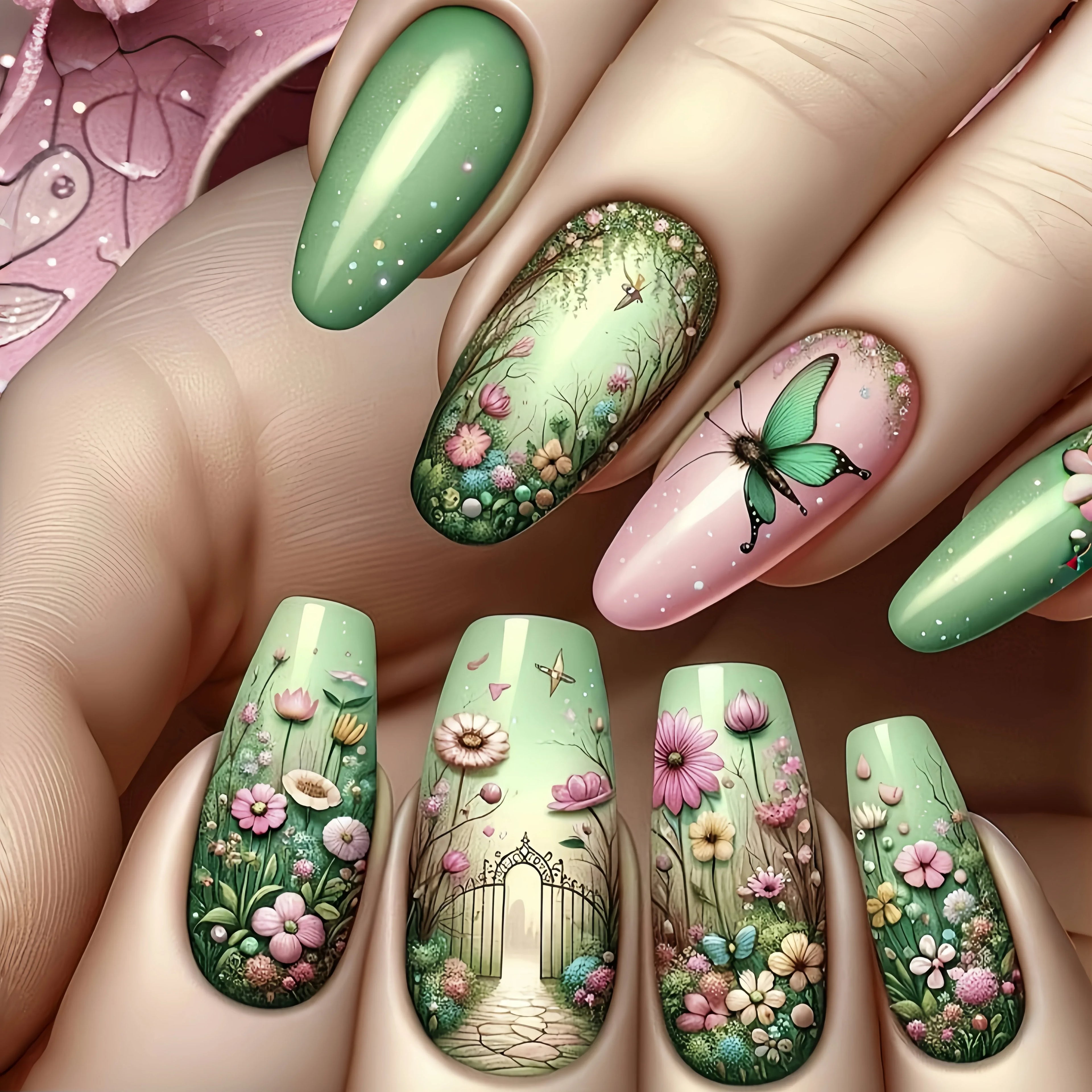 Long nail art patches with purple polka dots and a shiny, fashionable, individual and high-end feel. Detachable 24-piece nail ar Lootquake LLC