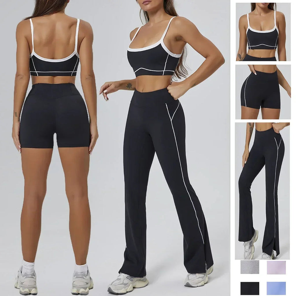 FlareLift Yoga Set: High-Waist Pants & Backless Bra THRIXINE