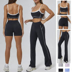 FlareLift Yoga Set: High-Waist Pants & Backless Bra THRIXINE