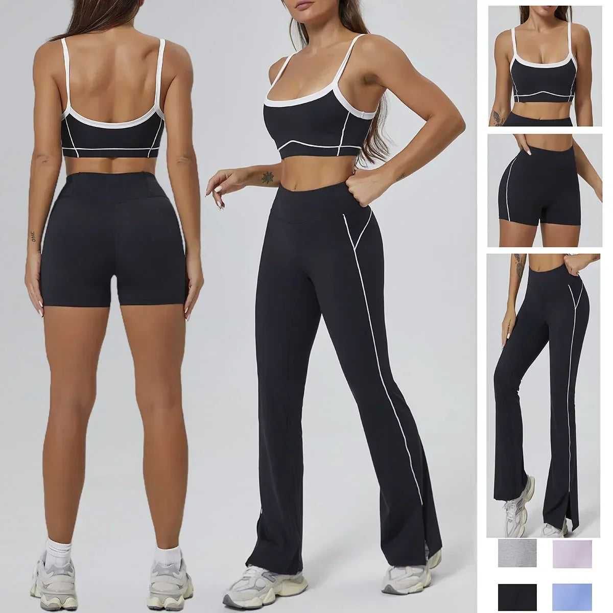 FlareLift Yoga Set: High-Waist Pants & Backless Bra THRIXINE