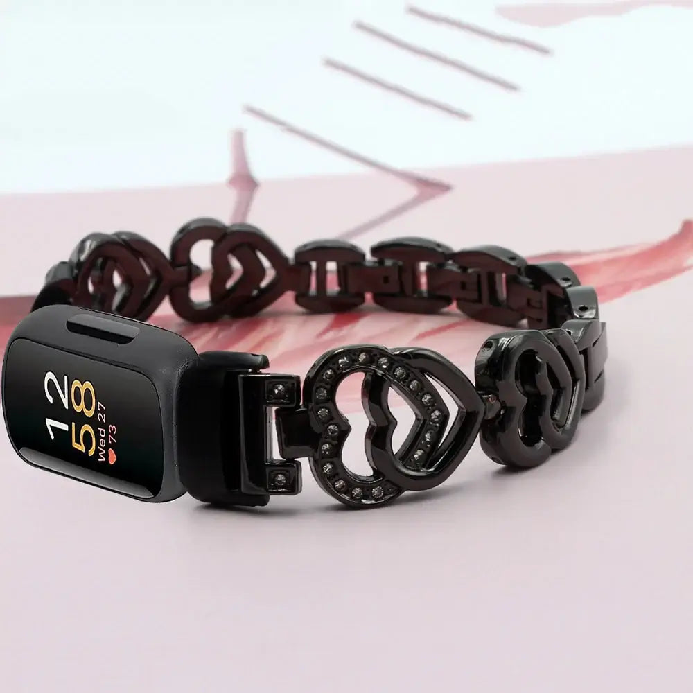 Fitbit Inspire 3 Steel Heart Design Band – Elegant Stainless Steel Strap - SJB-DIAMOND ELITES