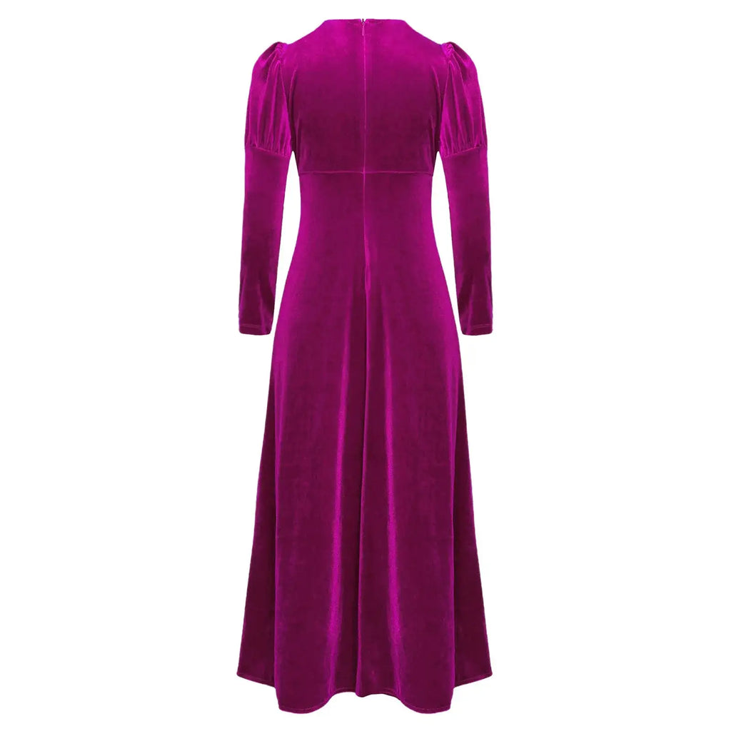 Girls Velvet Medieval Princess Dress Long Sleeve Renaissance Retro Robe Ancient Roman Long Dress for Halloween Carnival Party