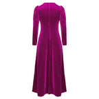 Girls Velvet Medieval Princess Dress Long Sleeve Renaissance Retro Robe Ancient Roman Long Dress for Halloween Carnival Party