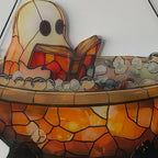 Acrylic Halloween Ghost in Bathtub Hanging Ornaments Cute Ghost Reading Book Decor Home Bedroom Living Room Window Decorations Lootquake LLC
