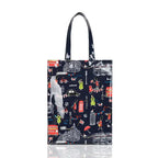 Cartton Print PVC Reusable Women's Shopping Bag Eco Friendly Flower Shopper Handbag Casual Female Student Shoulder Book Purse