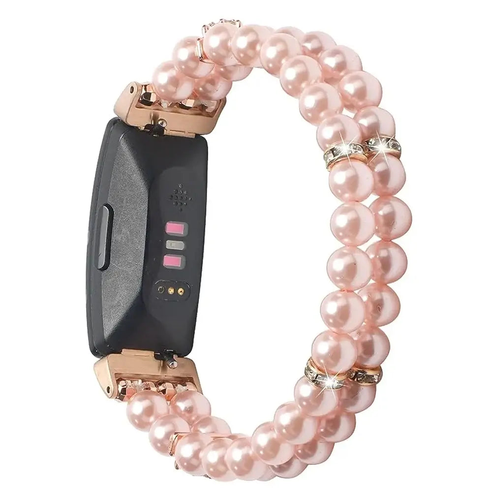 Fitbit Inspire 3 Elastic Pearl Band – Stylish Beaded Stretch Strap - SJB-DIAMOND ELITES