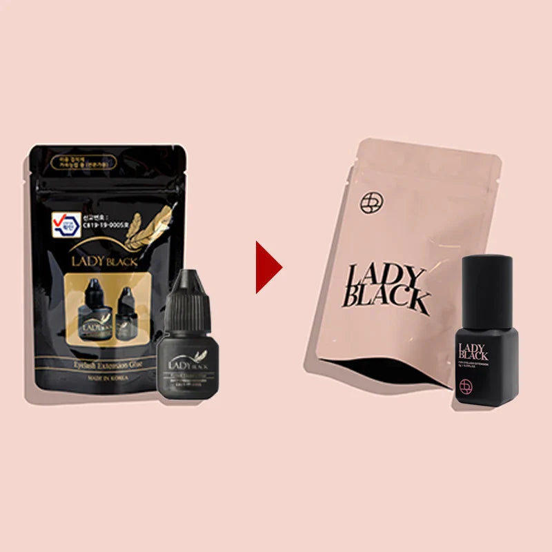 5 Bottles Lady Black Lash Glue Korea Dry Fastest Strongest False Eyelash Extensions Glue 5ml Makeup Tools Professional Adhesive Lootquake LLC