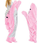 Blanket Adult Cute Shark Blanket Hoodie Wearable Blanket Super Soft Flannel Sleeping Bag Anti Kick Quilt Lootquake LLC