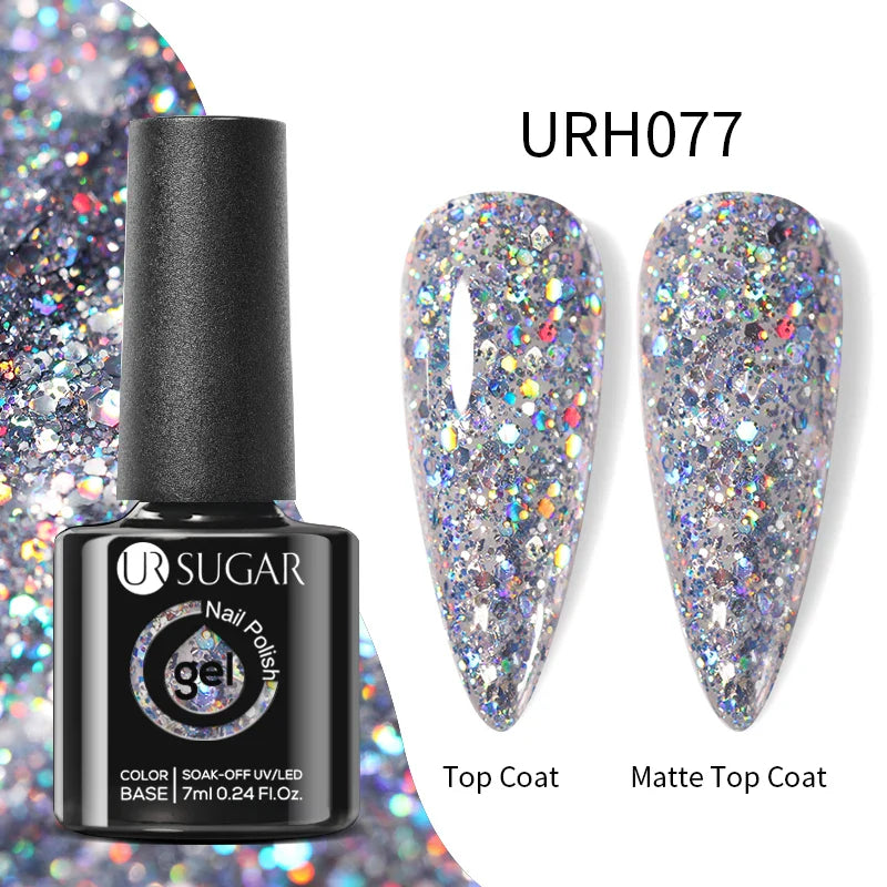 UR SUGAR Blue Color Rubber Base Gel Nail Polish Gold Glitter Base Gel Top Coat Soak Off UV LED Gel Nail Art Varnish Manicure Lootquake LLC