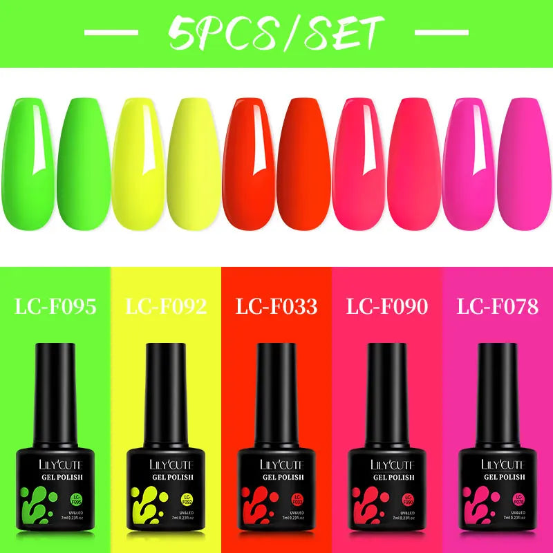 LILYCUTE 5Pcs/Set 7ML Red Brown Nail Gel DIY Nail Art Semi Permanent UV Gel Polish Long Lasting Design Manicure Kit Supplies Lootquake LLC