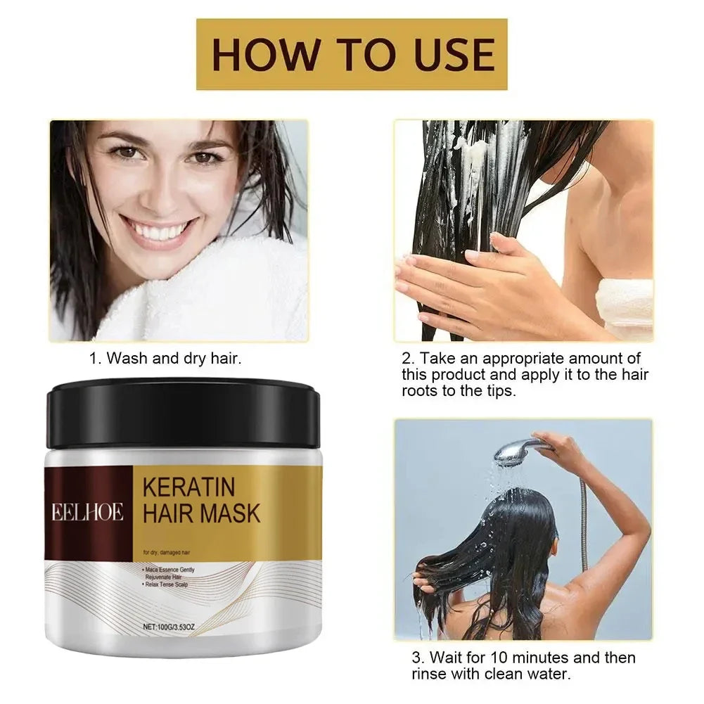 Collagen Hair Mask Keratin Hair Treatment Deep Repair Argan Oil Collagen Essence Keratin Conditioner For Dry Damaged Hair 100G Lootquake LLC
