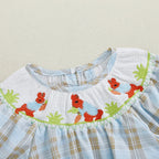 Adorable Infant Easter Jumpsuit with Sweet Bunny Embroidery and Smocked Detailing - Stylish Short Sleeve Baby Girl Outfit for Lootquake LLC