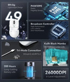 Attack Shark X3Pro Wireless  Gaming Mouse PixArt PAW3395 26000dpi Bluetooth Optical Mouse Tri-Mode Connection Macro Gaming Mouse Lootquake LLC