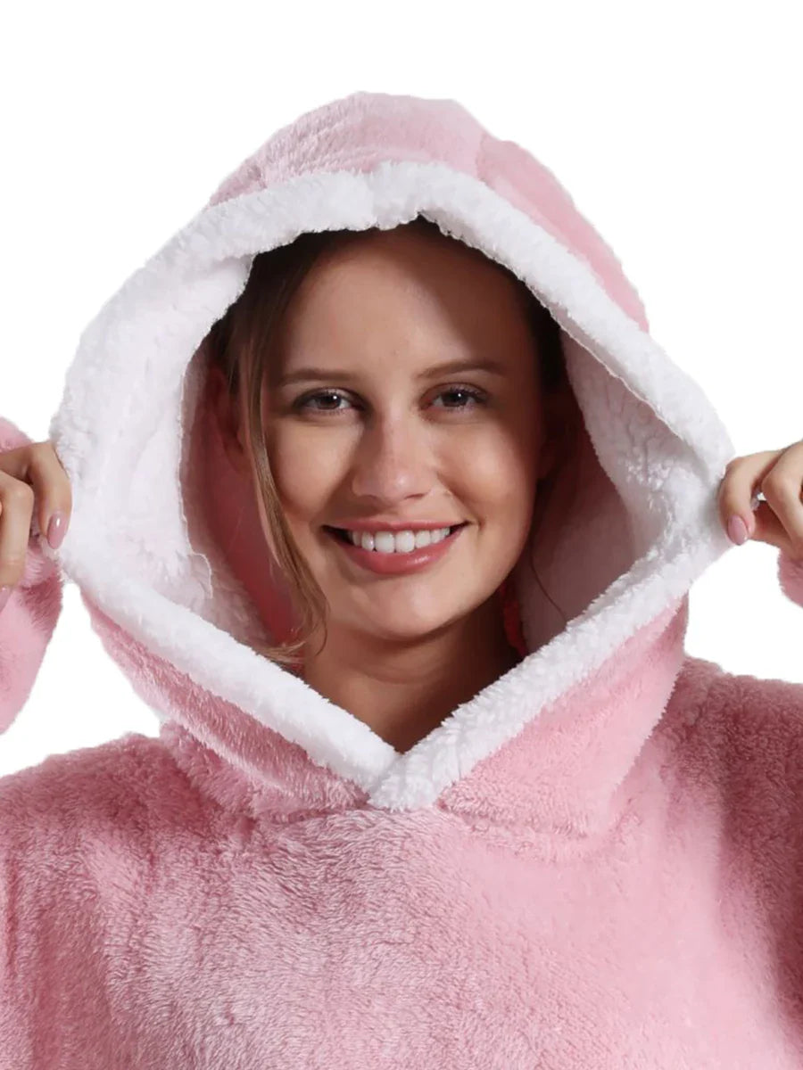 Extra Long Wearable Blankets Winter Flannel Hooded Blanket with Full Sleeves Men Women Cozy Soft Throw Adult TV Blanket Lootquake LLC