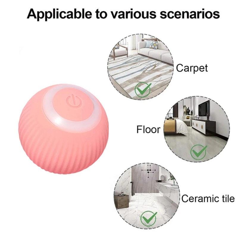 Smart Cat Rolling Ball Toys Rechargeable Cat Toys Ball Motion Ball Self-moving Kitten Toys for Indoor Interactive Playing Smart Interactive Cat Ball USB Rechargeable Automatic Bouncing Ball for Indoor Kittens Stevvex
