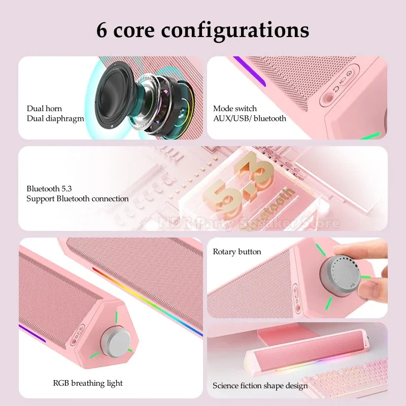 Home Bluetooth Gaming Speakers Portable USB Subwoofer Surround Stereo Sound Amplifiers Soundbar Speaker Desktop Speakers For PC Lootquake LLC