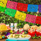 4 PCS Mexican Party Banners,  Plastic Papel Picado Mexico Decor, Easter Decor, ,  Day of The Dead Decoration, 18 Feet Total  ﻿ Lootquake LLC