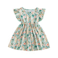 Baby Girl Easter Outfit Pink Floral Print Ruffle Sleeve Round Neck A-Line Dress for Spring and Summer Celebrations Lootquake LLC