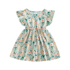 Baby Girl Easter Outfit Pink Floral Print Ruffle Sleeve Round Neck A-Line Dress for Spring and Summer Celebrations Lootquake LLC