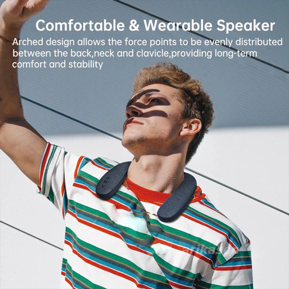 Neckband Bluetooth Speakers 12H music Wireless Wearable Speaker True 3D Stereo Sound Portable Personal Speakers with microphone Lootquake LLC