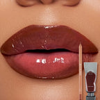 2pcs set of moisturizing and moisturizing lip gloss and durable waterproof lipliner set - high color lipstick, glossy texture