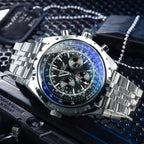 Jaragar Automatic Watch for Men Military Multifunction 3 Sub-Dials Sports Mechanical Watches Top Brand Luxury Leather Steel Band Lootquake LLC
