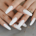 Milk White Long Ballerina Nails Glossry Shiny Pure Color Extra Long Acrylic Nail Tips gel Polish Cover 24 Lootquake LLC