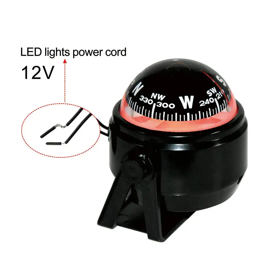 Navigation Car Compass For Marine Car Boat Pivoting Electronic LED Light Guide Ball Vehicle Navigation Tool Compass Accessories