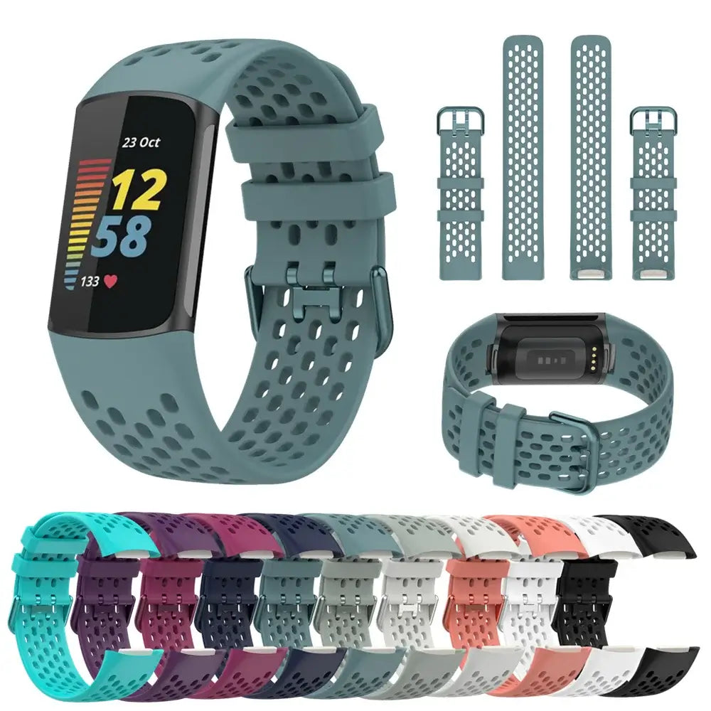 Fitbit Charge 5 6 Silicone Band - Soft Flexible Waterproof - SJB-DIAMOND ELITES