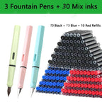 33 Pcs Kawaii Fountain Pen Replaceable Ink Set Black/Blue/Red ink EF 0.38mm School Pens Office Supplies Stationery for Writing Lootquake LLC