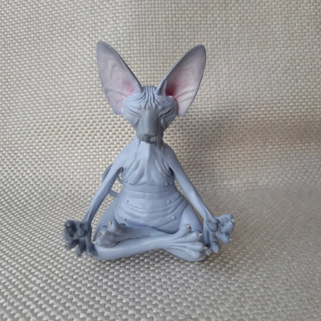 Meditation Yoga Happy Cat Whimsical Buddha Sphinx Cat Statue Art Deco Sculpture Outdoor Garden Statue Lootquake LLC
