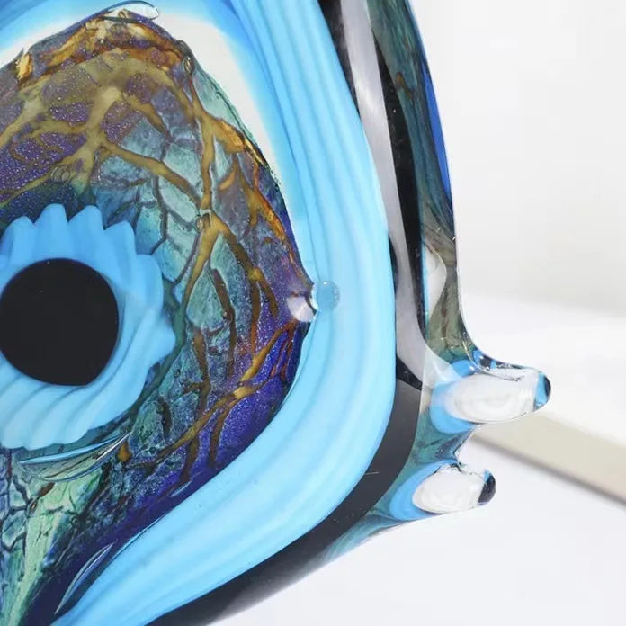 Exquisite Blue Stripe Tropical Fish Sculpture Hand-blown Glass Sculpture Home Decoration Glass Fish Home Interior Decor Craft Lootquake LLC