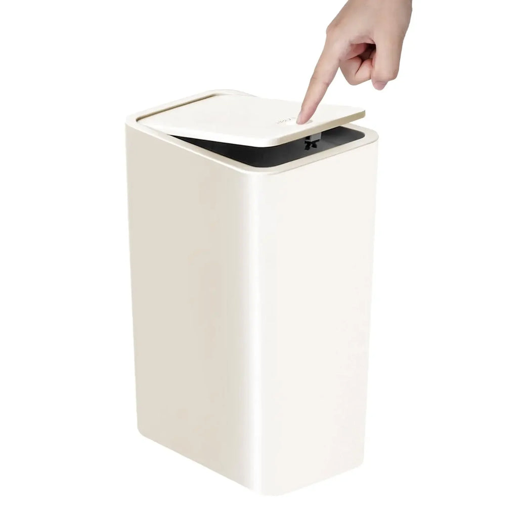 Bathroom Trash Can-10L Small Garbage Can with Press Top Lid for Toilet,Bedroom,Living Room – Plastic Wastebasket with Pop-up Lid Lootquake LLC